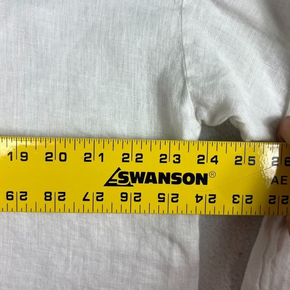 Zara Top Women's Size L White Linen Oversize With Buttoned High Neck - Picture 5 of 8